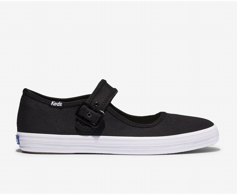 Women's Keds Champion Mary Jane Feat Organic Cotton Mary Jane Shoes Black 3629408AE - South Africa